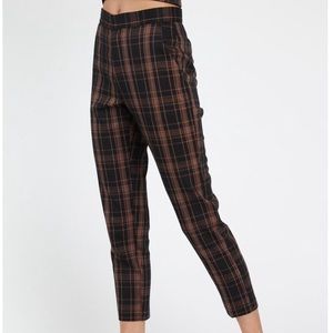 Dolls Kill Honey Punch brown plaid trousers size M